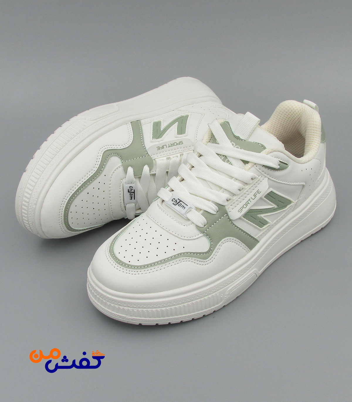 کفش روزمره ست چرم تام مدل 431 رنگ سفید سدری کد 1559