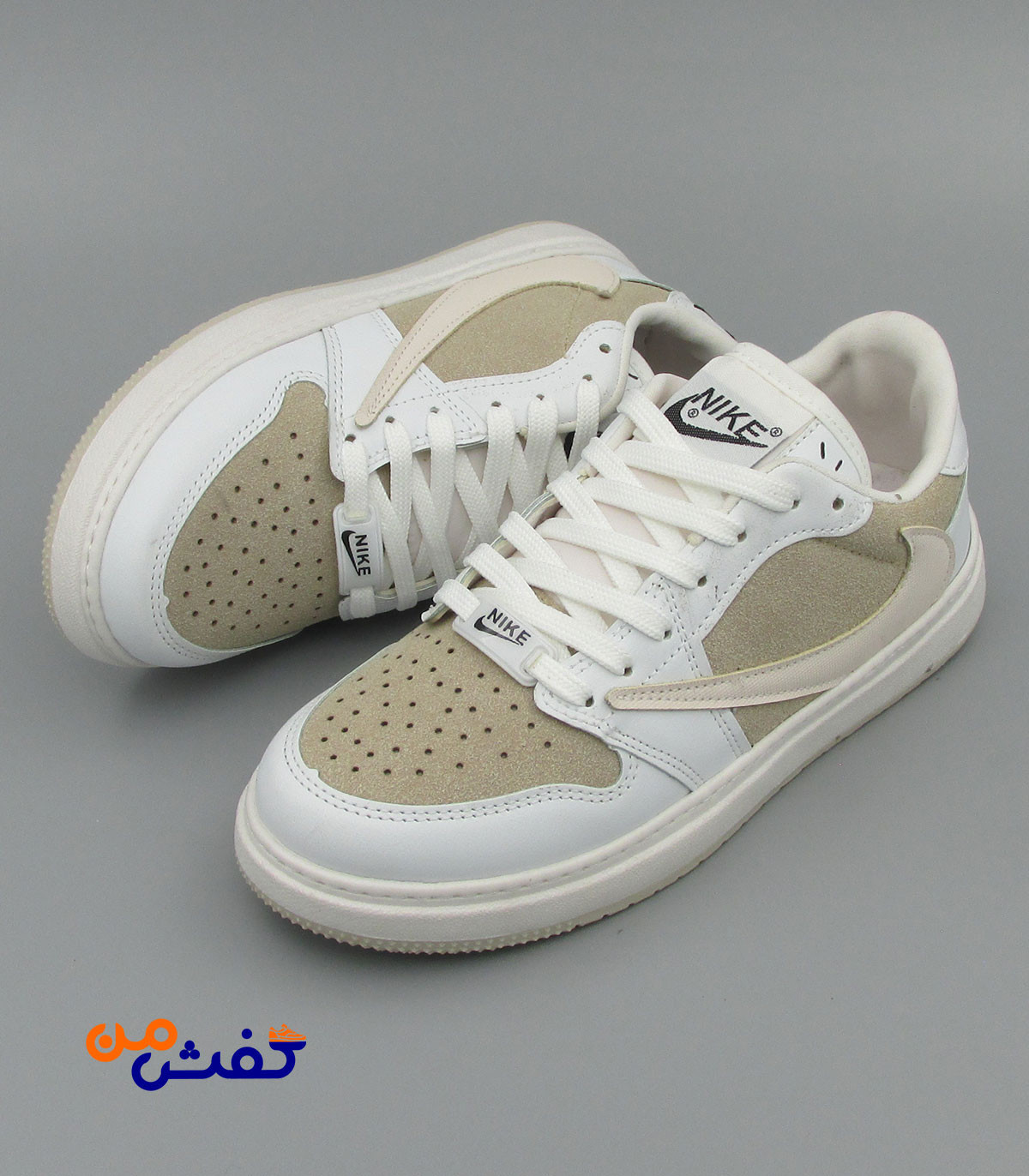 کفش روزمره های مد مدل نایکی تراویس رنگ سفید کرم کد 1564