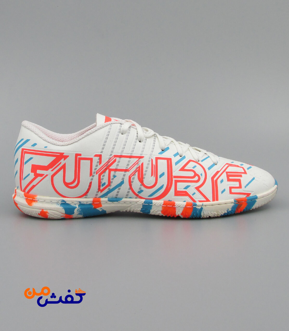 کفش فوتسال مردانه لوتوس FURURE رنگ سفید نارنجی کد 1053